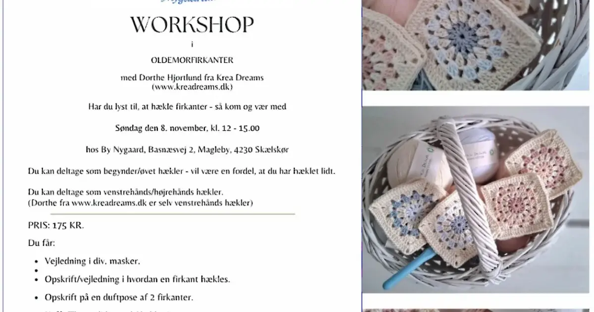 Workshop i hækling af oldemorfirkanter