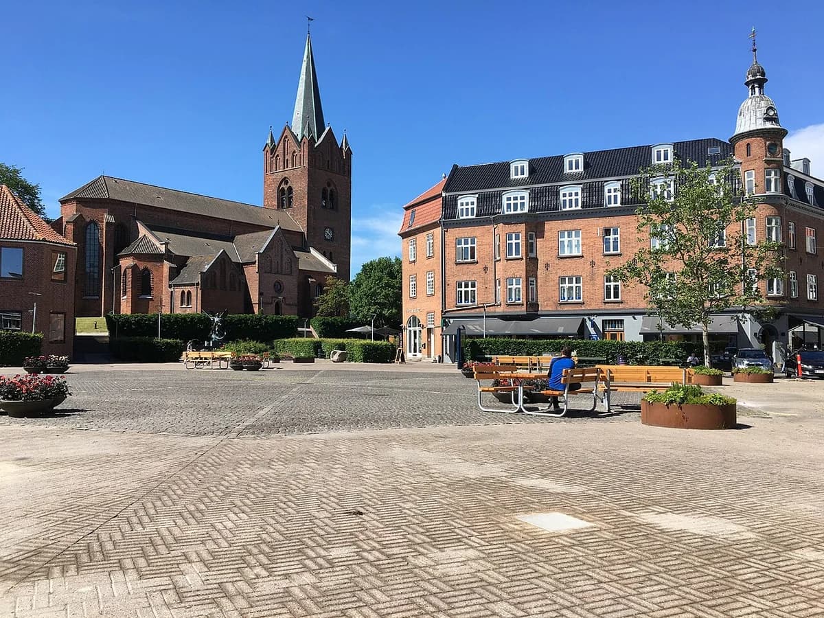Nytorv Square and Saint Mikkels Church in Slagelse